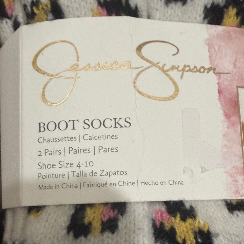 Jessica Simpson Black and Cream Boot Socks 2 pairs - Picture 2 of 4